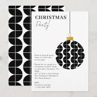 Weihnachtsfeier Vorbereitetes Ornament Xmas Schwar Einladung