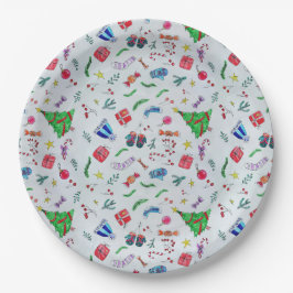 Weihnachtsfeier Wasserfarbe Pappteller