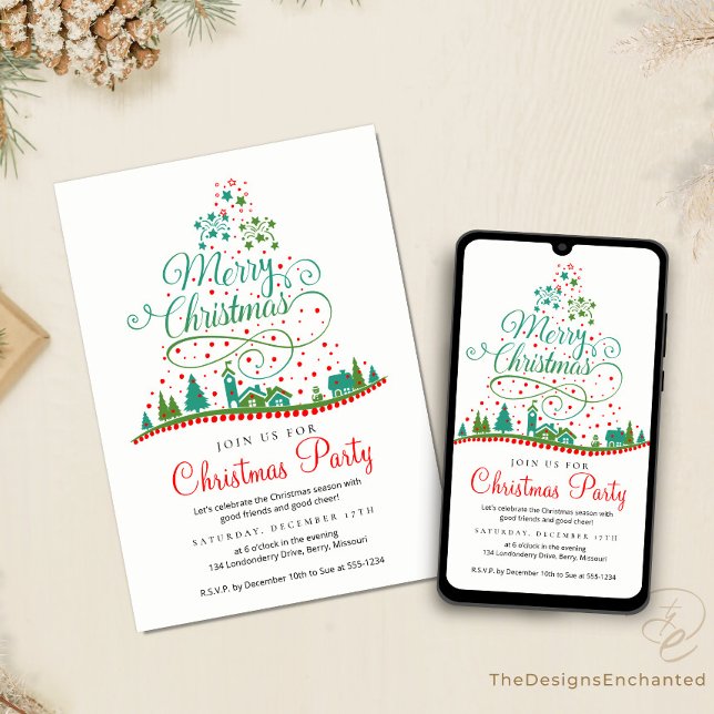 Weihnachtsfeier Weihnachten Party Einladung (Christmas Party Invitations, Holiday Celebration announcement Cards by TDE)