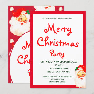 Weihnachtsfeier Weihnachtsfeier Weihnachtsmann Rot Einladung