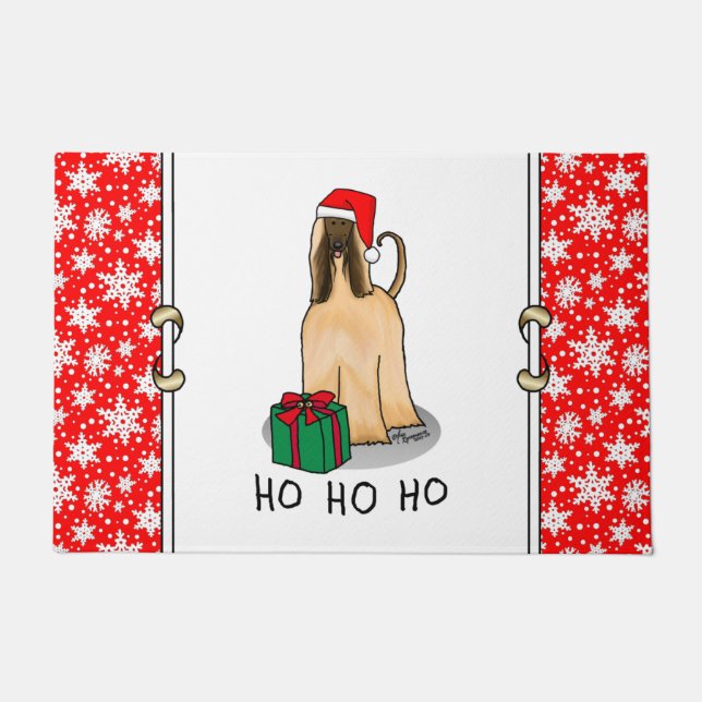 Weihnachtsfeier Weihnachtsmannmütze Afghanischer H Fußmatte (Vorderseite)