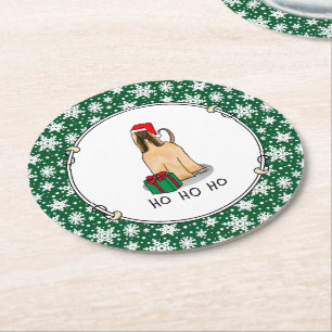 Weihnachtsfeier Weihnachtsmannmütze Afghanischer H Runder Pappuntersetzer