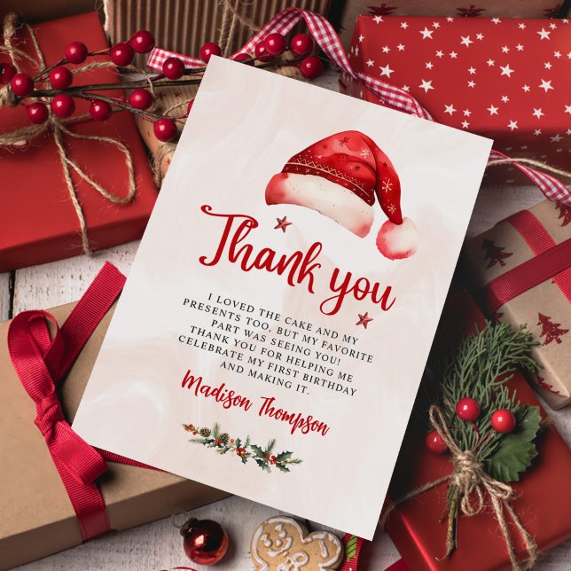 Weihnachtsfeier Weihnachtsmannmütze Geburtstagspar Dankeskarte (Von Creator hochgeladen)