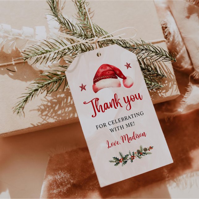 Weihnachtsfeier Weihnachtsmannmütze Geburtstagspar Geschenkanhänger (Von Creator hochgeladen)