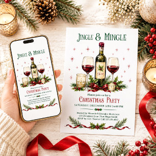 Weihnachtsfeier Wein Jingle und Mingle Holly Berri Einladung