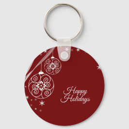 Weihnachtsfeier Weiße Ornamente Sterne Rot Elegant Schlüsselanhänger