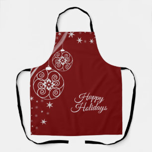 Weihnachtsfeier Weiße Ornamente Sterne Rot Elegant Schürze