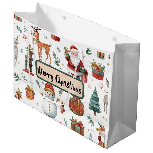 Weihnachtsfeier Whimsical Geschenktasche Große Geschenktüte (Vorderseite Schrägansicht)