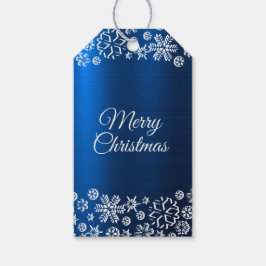 Weihnachtsfeier White Snowflakes Navy Blue Geschenkanhänger