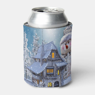 Weihnachtsfeier Winter Weißer Schneemann Blau Rust Dosenkühler