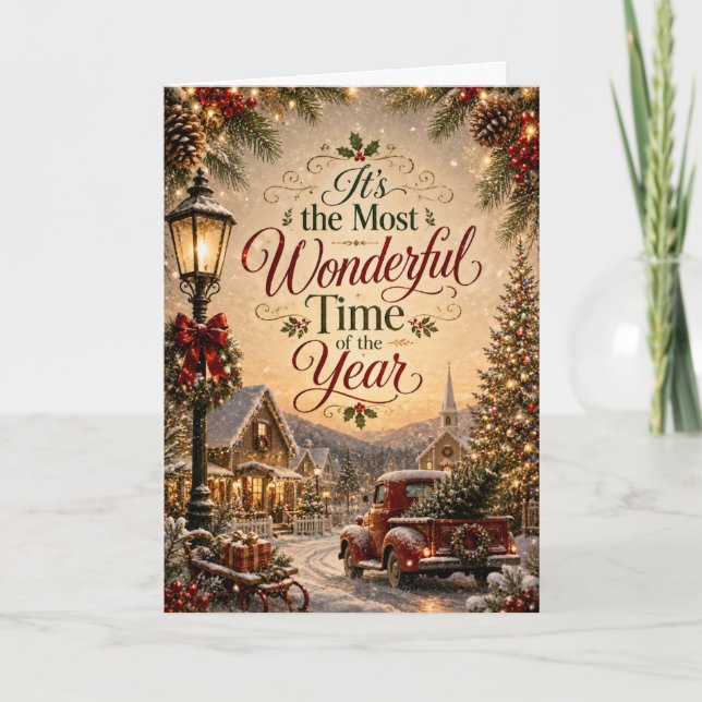 Weihnachtsfeier Wundervolle Zeit Karte (Vorderseite)