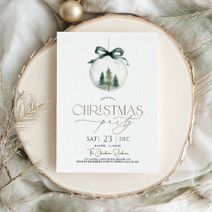 Weihnachtsfeier Xmas-Christbaumkugel Grün Gold Einladung