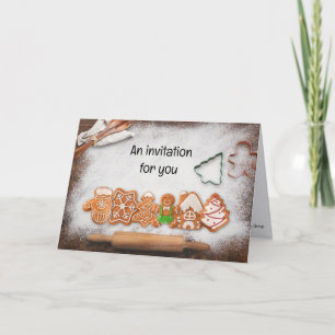 Weihnachtsfeier zum Kekstausch mit Lebkuchenthema Einladung