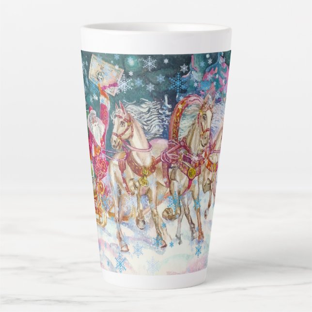 Weihnachtsfeierabend mit dem magischen Pferdeschli Milchtasse (Vorderseite)