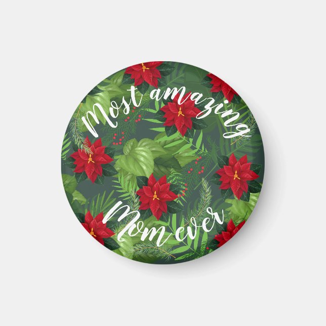 Weihnachtsfeierlichkeiten für die Poinsettia-Blume Magnet (Vorne)