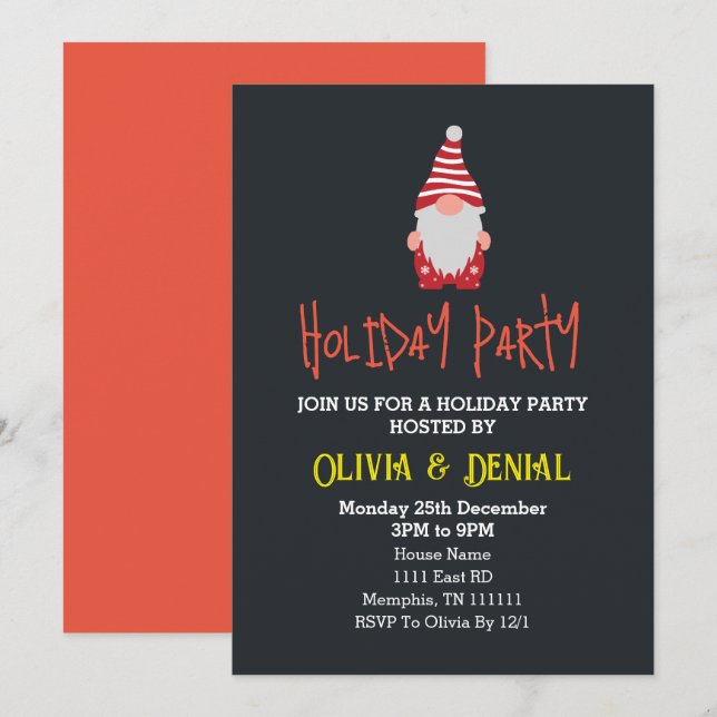 Weihnachtsfeierlichkeiten in Gnome Feiertagskarte (Vorne/Hinten)