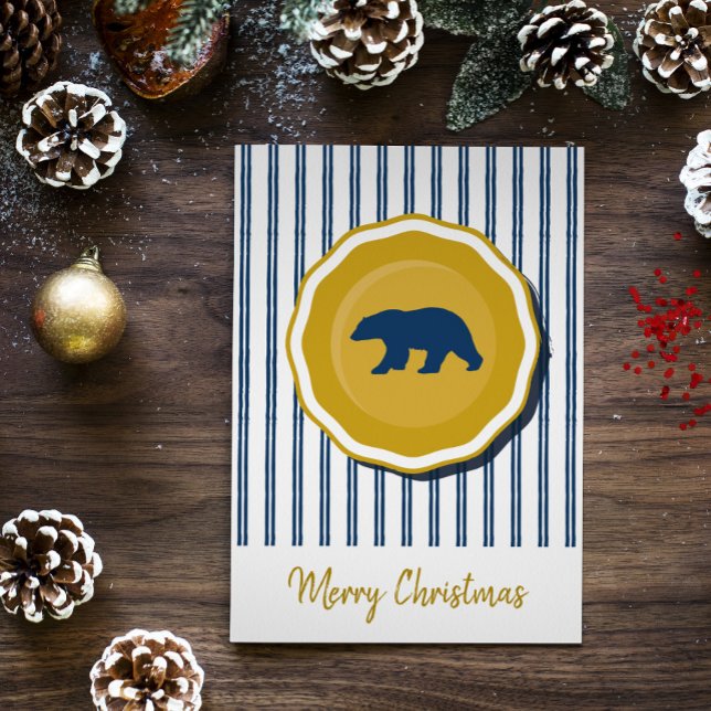 Weihnachtsfeierlichkeiten mit Gold, Blau und Weiß Einladung (Von Creator hochgeladen)