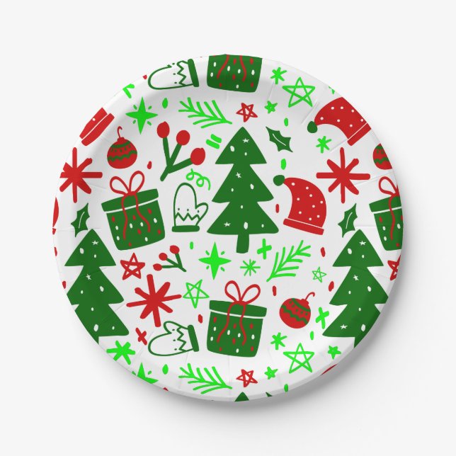 Weihnachtsfeierlichkeiten Pappteller (Vorderseite)