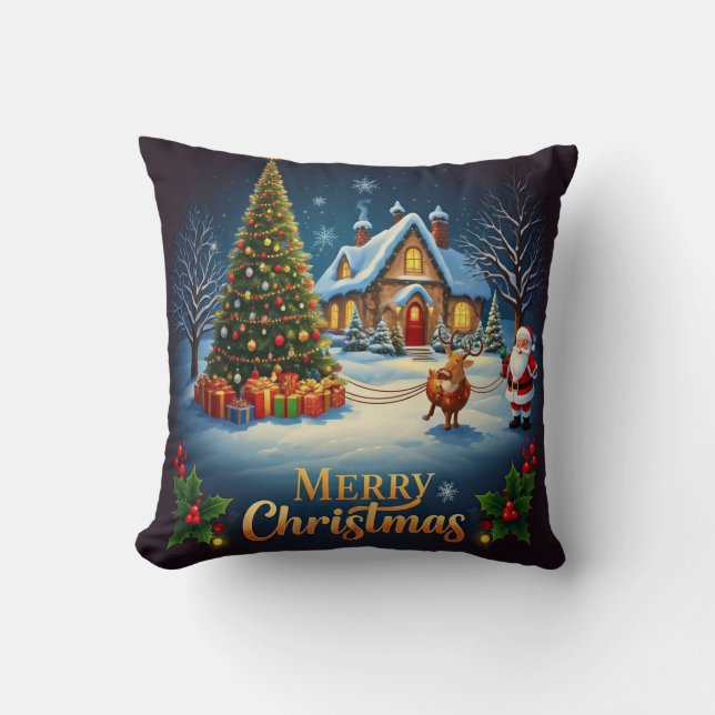 Weihnachtsfeiermagie Kissen (Vorderseite)