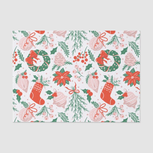 Weihnachtsfeiern, Beeren und Ornamente Seidenpapier (Vorderseite)