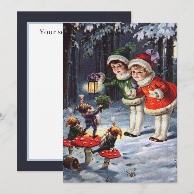 Weihnachtsfeiern geben den Weihnachtskids ein Gefü Mitteilungskarte (Vorne/Hinten)