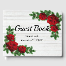 Weihnachtsfeiern mit rote Rosen und Kiefern