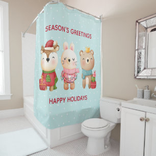 Weihnachtsfeiern - Rentiere, Bären und Kaninchen Duschvorhang