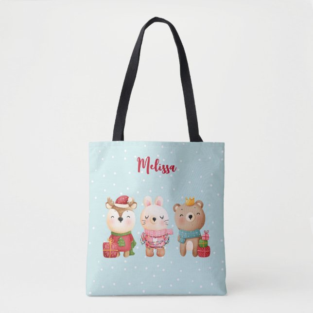 Weihnachtsfeiern - Rentiere, Bären und Kaninchen Tasche (Vorderseite)