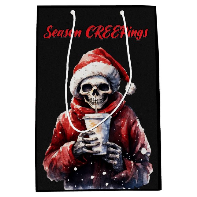 Weihnachtsfeiern Skelett Mittlere Geschenktüte (Vorderseite)