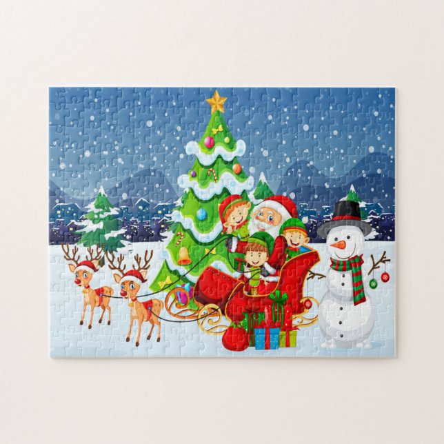 Weihnachtsfeiern Weihnachten mit Kinder Jigsaw Puz (Horizontal)