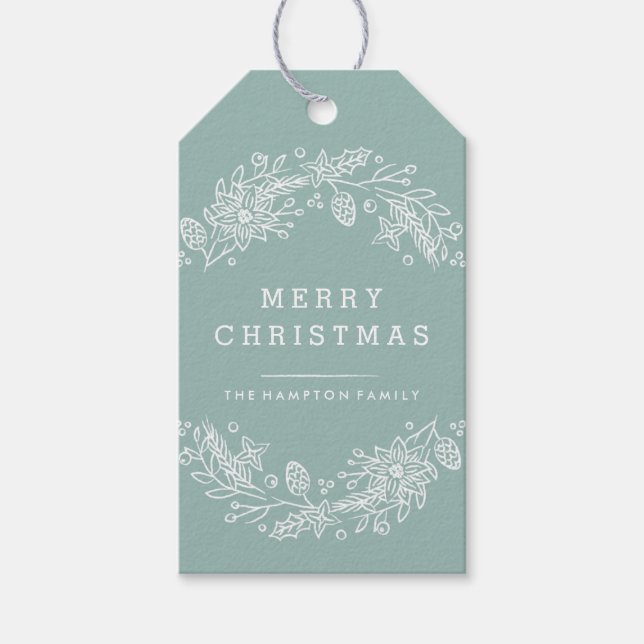 Weihnachtsfeiertag - Aqua Geschenkanhänger (Vorderseite)