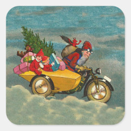 Weihnachtsfeiertag auf dem Motorradplatz LARGE Quadratischer Aufkleber
