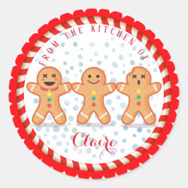 Weihnachtsfeiertag Backen Lebkuchen Männer Runder Aufkleber