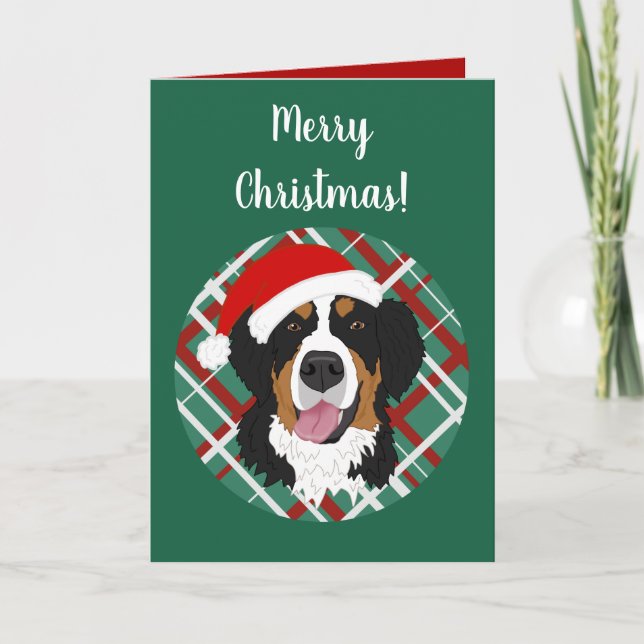 Weihnachtsfeiertag Bernese Mountain Dog Karte (Vorderseite)