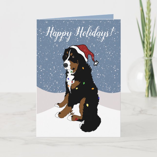 Weihnachtsfeiertag Bernese Mountain Dog Karte (Vorderseite)