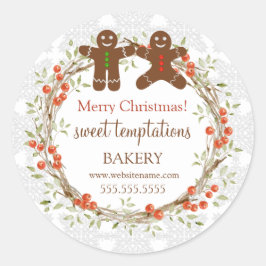 Weihnachtsfeiertag Berry Wreath Gingerbread Männer Runder Aufkleber