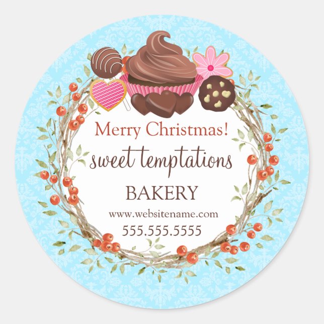 Weihnachtsfeiertag Berry Wreath Verschiedene Nachs Runder Aufkleber (Vorderseite)