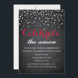 Weihnachtsfeiertag Black Chalkboard Familie Party Einladung<br><div class="desc">Das ist eine wunderschöne Weihnachtskarte Black Chalkboard Glitzer Family Party Einladung.</div>