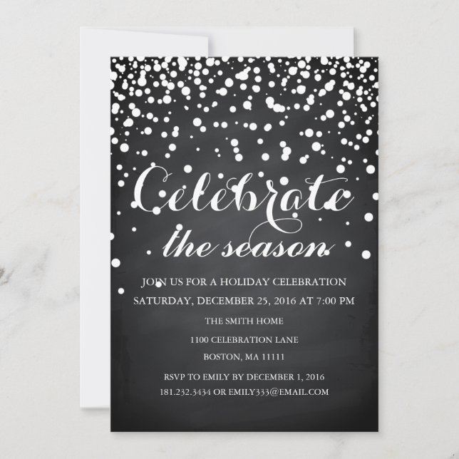 Weihnachtsfeiertag Black Chalkboard Familie Party Einladung (Vorderseite)