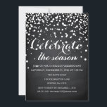 Weihnachtsfeiertag Black Chalkboard Familie Party Einladung<br><div class="desc">Das ist eine wunderschöne Weihnachtskarte Black Chalkboard Glitzer Family Party Einladung.</div>