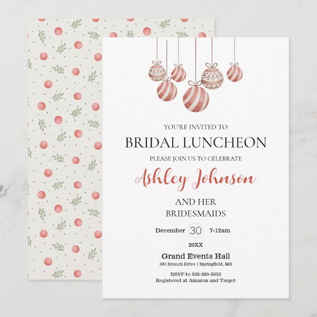 Weihnachtsfeiertag Bridal Luncheon Einladung (Vorne/Hinten)