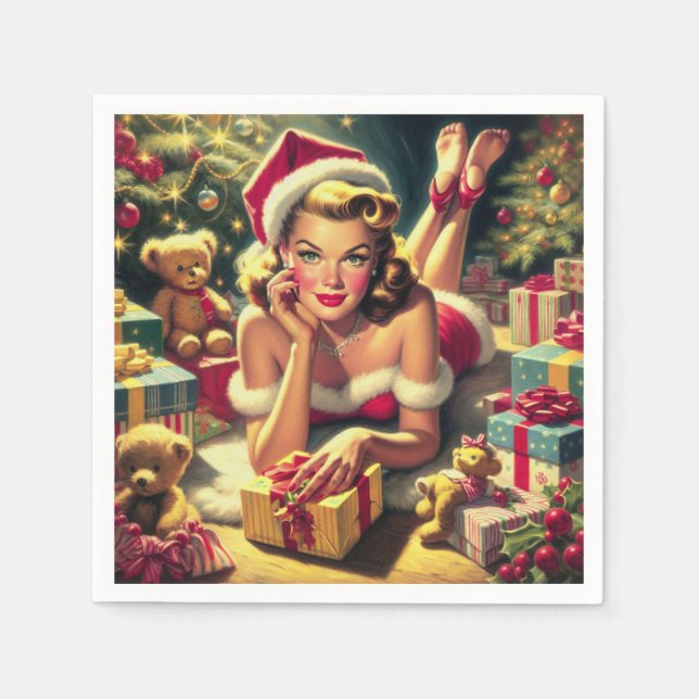 Weihnachtsfeiertag Button auf Serviette (Vorderseite)