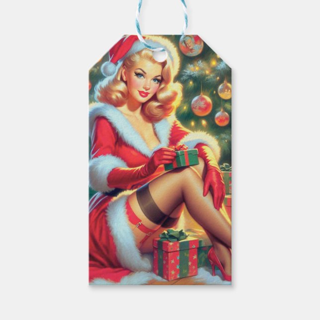Weihnachtsfeiertag Button Up Geschenkanhänger (Vorderseite)