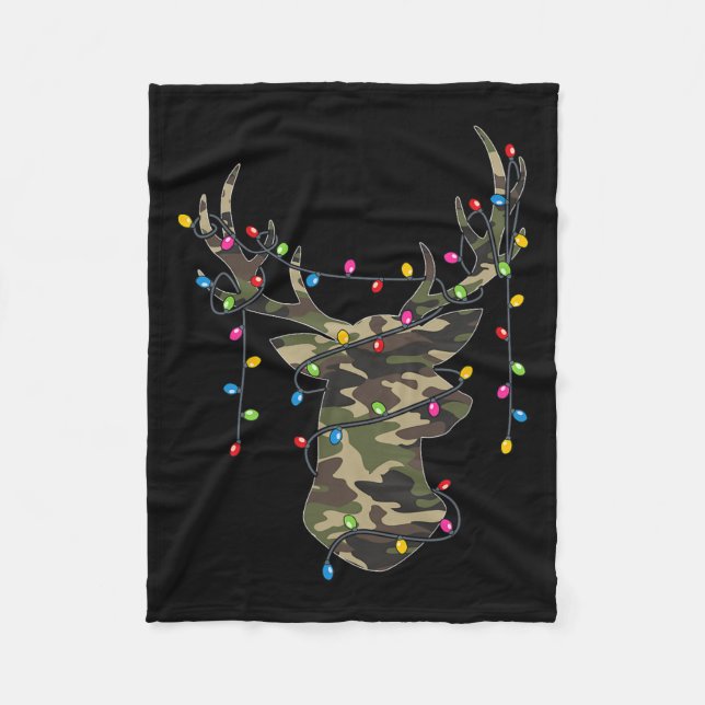 Weihnachtsfeiertag Camouflage Jagd Rentiere Hirsch Fleecedecke (Vorderseite)