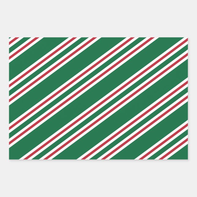 Weihnachtsfeiertag Candy Cane Stripe Geschenkwrake Geschenkpapier Set (Vorderseite)
