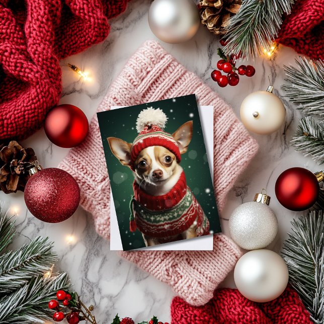 Weihnachtsfeiertag Chihuahua Postkarte (Von Creator hochgeladen)