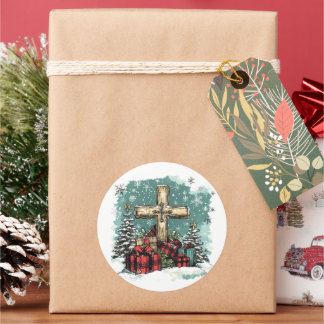 Weihnachtsfeiertag Christlich Runder Aufkleber