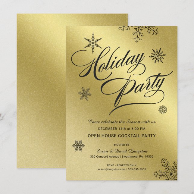 Weihnachtsfeiertag Cocktail Party Imitat Goldmedai Einladung (Vorne/Hinten)