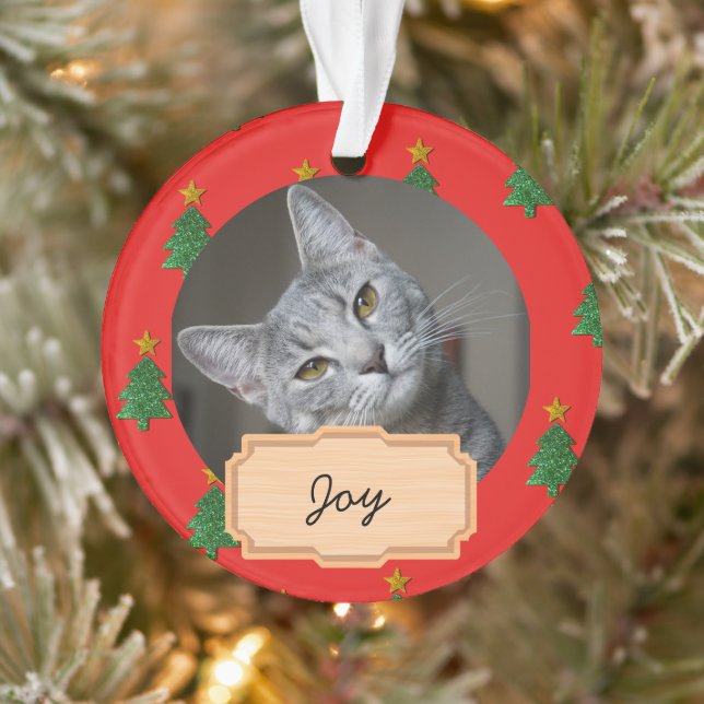 Weihnachtsfeiertag Custom Cat Foto Ornament (Baum)