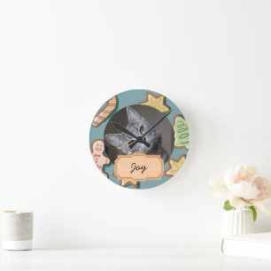 Weihnachtsfeiertag Custom Cat Foto Runde Wanduhr